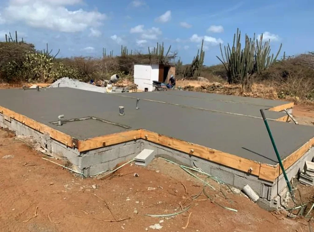Completed concrete slab at a construction site