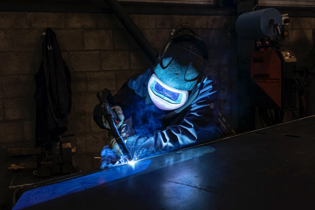 Stock photograph of a welder at work